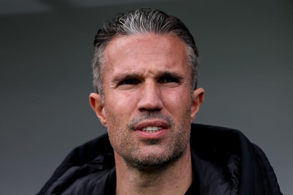 Nijmegen, Netherlands. 12th Apr, 2026. NIJMEGEN, 12-04-2026, stadium De Goffert, season 2025/2026, Dutch Eredivisie football, match between NEC and Feyenoord, picture shows Feyenoord head coach Robin van Persie looks on Credit: Pro Shots/Alamy Live News